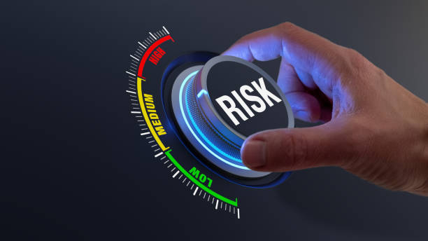 A person's hand turning a dial to the highest risk level for risk management.